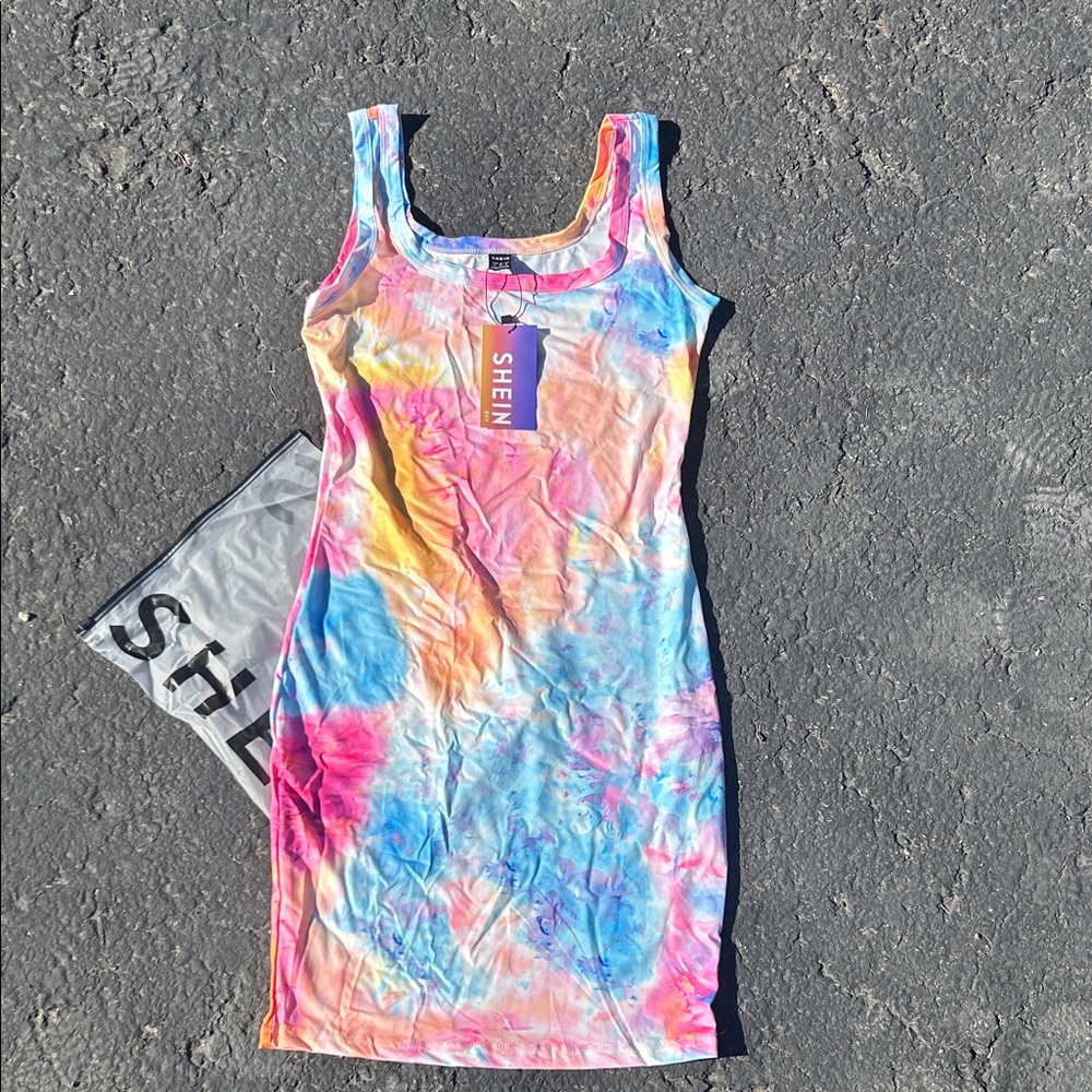 SHEIN Colorful Tie-Dye BodyCon Mini Dress